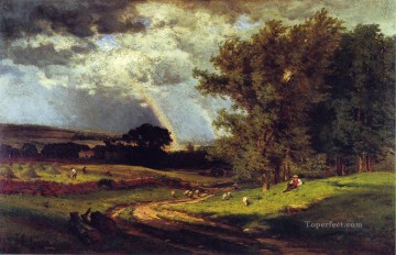 tonalism tonalist Painting - A Passing Shower landscape Tonalist George Inness